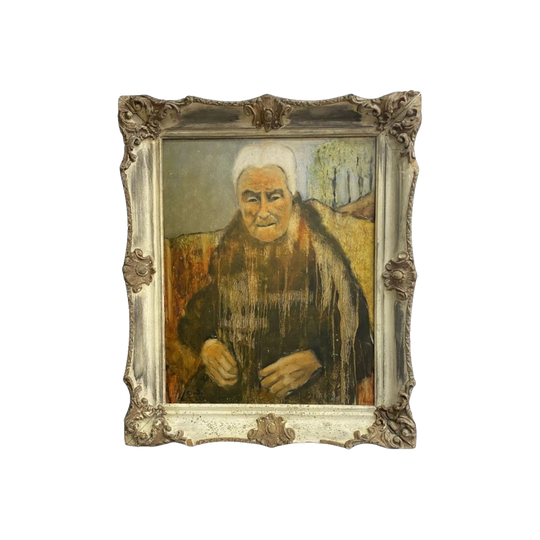Vintage 'Old Pioneer' Oil Painting by Elmer Needham – Framed, Signed Portrait