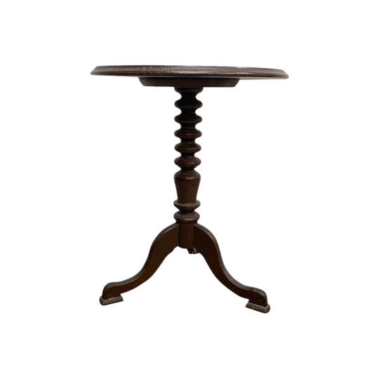 Antique Early 20th-Century Australian Cedar Bobbin-Turned Trifoot Wine / Side Table