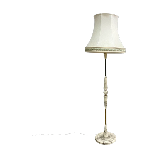 Italian Mid-Century 1960s Faux Marble Floor Lamp with Original Shade