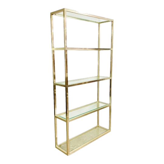 Pierre Vandel Mid-Century 5‑Tier Aluminium and Glass Shelves, 1970s French Style
