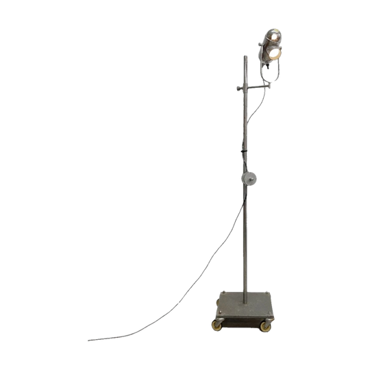 Mid-20th Century Chiron Chrome Medical Bullseye Adjustable Floor Lamp on Wheeled Base