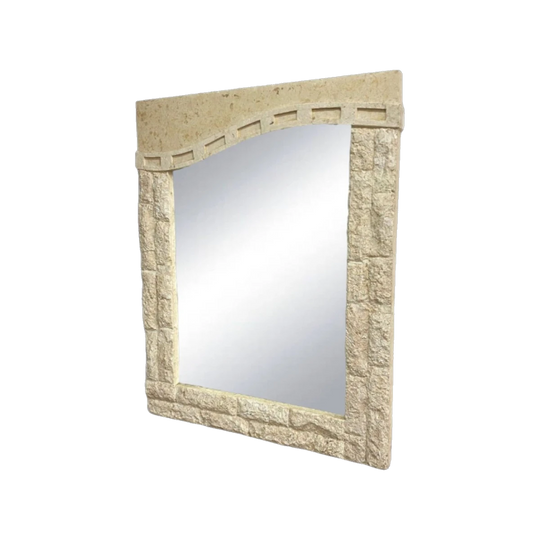 Postmodern Fossil Stone Wall Mirror, 1980s–1990s