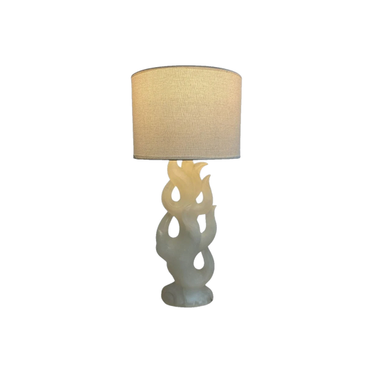 Mid-Century Italian Maurizio Tempestini 'La Flamma' Sculptural Table Lamp Base in Polished White Alabaster, 1950s