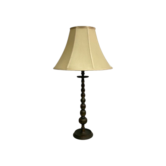 Antique Brass Candlestick Table Lamp (Converted), 56 cm H