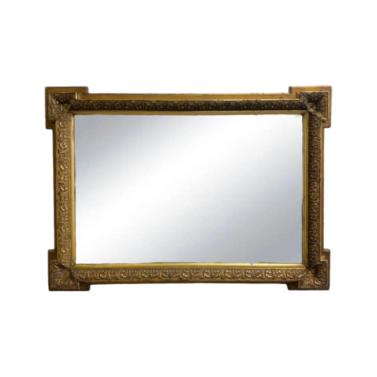 Late 19th Century Foliate Giltwood Bevelled-Edge Mirror with Outset Box Corners