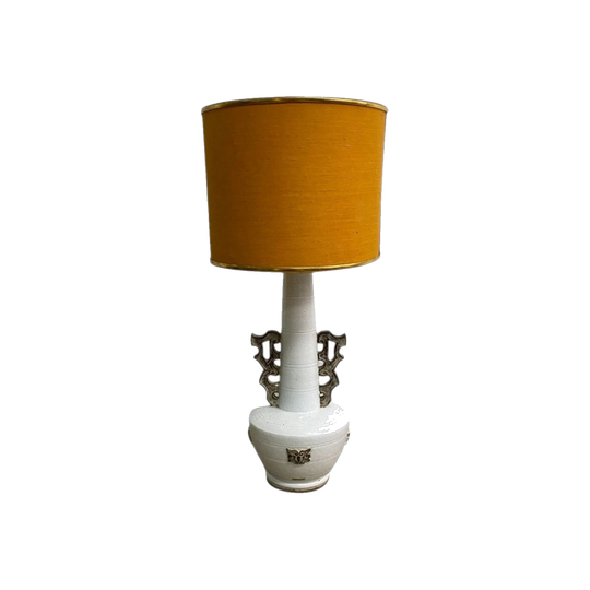 Mid-Century 1960s Italian White Ceramic Oriental-Style Lamp Base