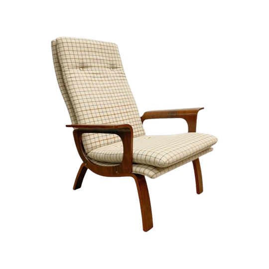 Rare Swedish Bent Plywood Armchair in Brazilian Rosewood - Scandinavian Mid-Century Modern, Restored