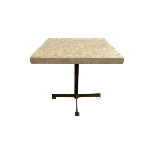 1960s Mid-Century Custom-Made Capiz Shell and Brass Side Table