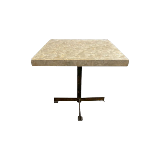 1960s Mid-Century Custom-Made Capiz Shell and Brass Side Table