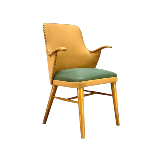 1940s Danish Occasional Chairs – Original Upholstery, Wood (3 Available; Priced Individually)