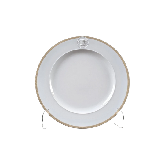 Rosenthal for Versace Studio Line Dinner Plate – Porcelain, Gold Rim, Medusa Relief, Greek Key Border, 27 cm