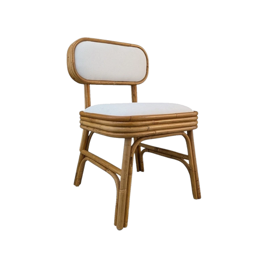 McMullin & Co Cane Accent Chair, Curved Cane Frame with Upholstered Seat and Back – Contemporary Australian Coastal Design