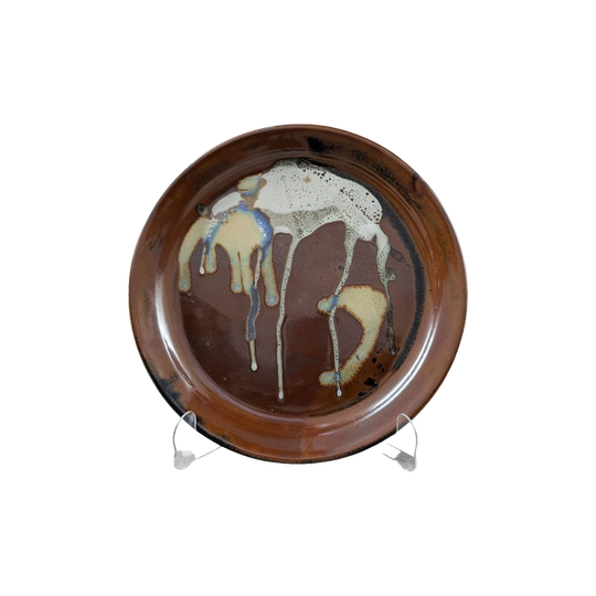 Studio-Glazed Ceramic Plate in Earth Tones, 30 cm Ø