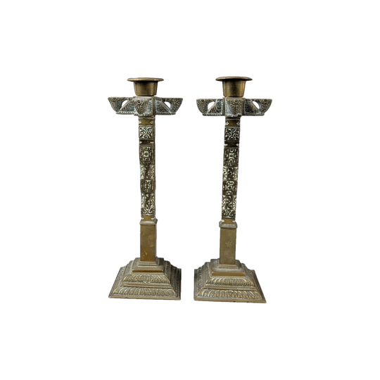 Late 19th–Early 20th Century Solid Brass Altar Candlesticks, Continental Europe