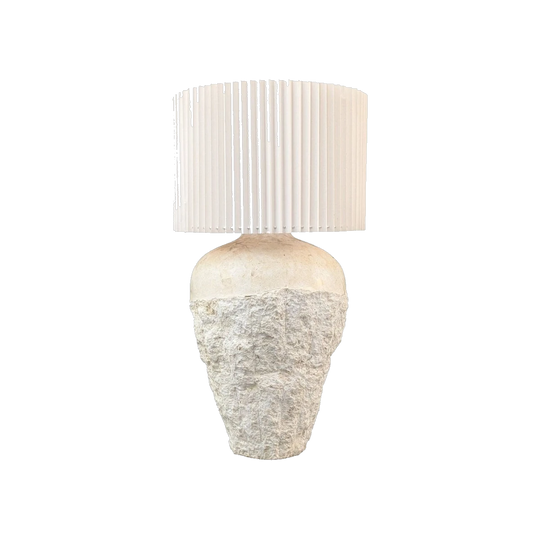 Mid-Century Travertine-Veneered Vase-Form Table Lamp