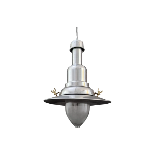 Mid-Century Industrial Aluminium and Glass Pendant Light, 20th Century