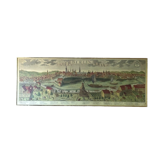 Vintage Framed Historic Berlin Print in Original Plain Gold Frame
