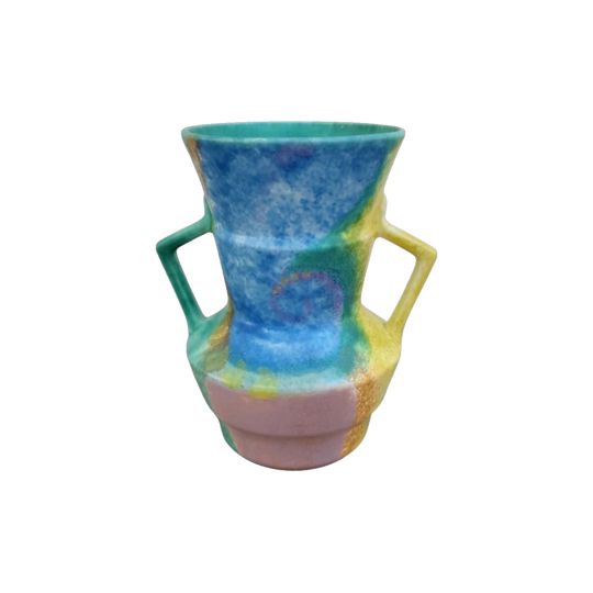 Beswick Post-War Handled Art Pottery Vase, Multicolour Glaze, England, 23 cm (Shape 180)