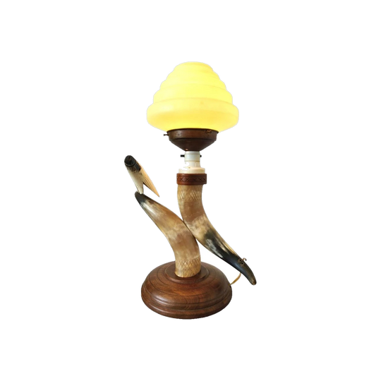 Art Deco Carved Horn Table Lamp