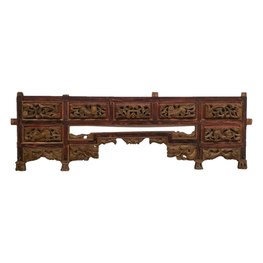 Vintage Natural/Burgundy Teak Bedhead Wall Panel -  RARE FIND