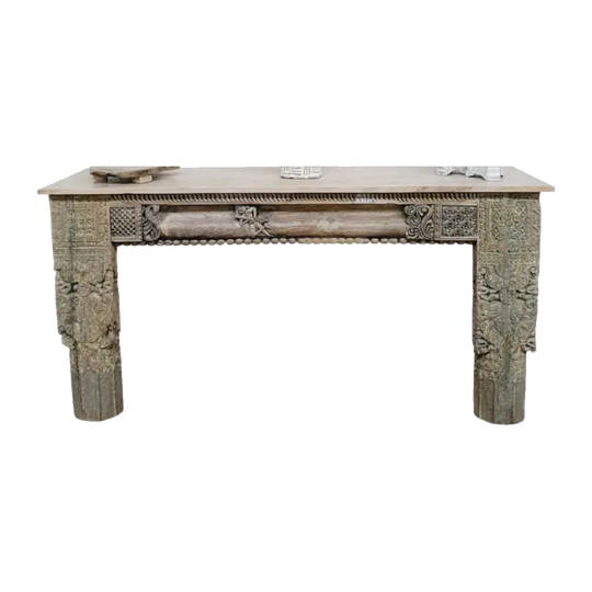 VINTAGE Recycled Indian Console Table Yellow/Green