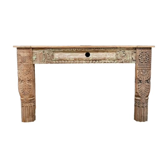 VINTAGE Recycled Indian Console Table Green/Yellow