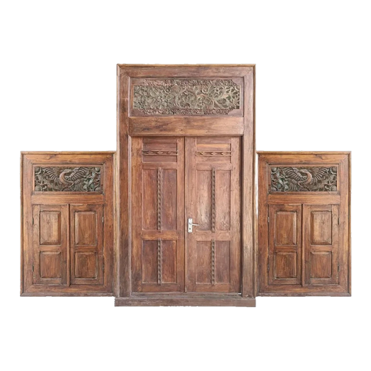 Original Vintage 3 Piece Hand Carved Door and Window Set - AG3