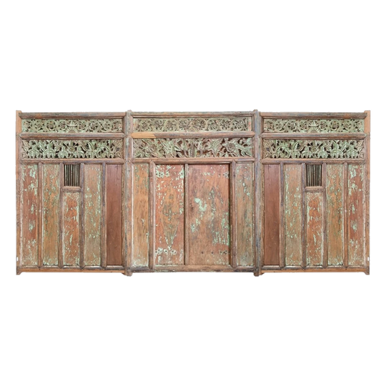 Javanese Original Vintage 3 Piece Hand Carved Door Set - AA16