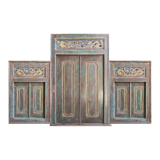 Javanese Original Vintage 3 Piece Hand Carved Door Set - AG6