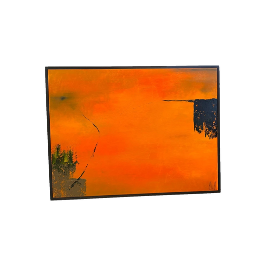 Contemporary Abstract Painting – Fiery Orange and Black, Gestural Composition