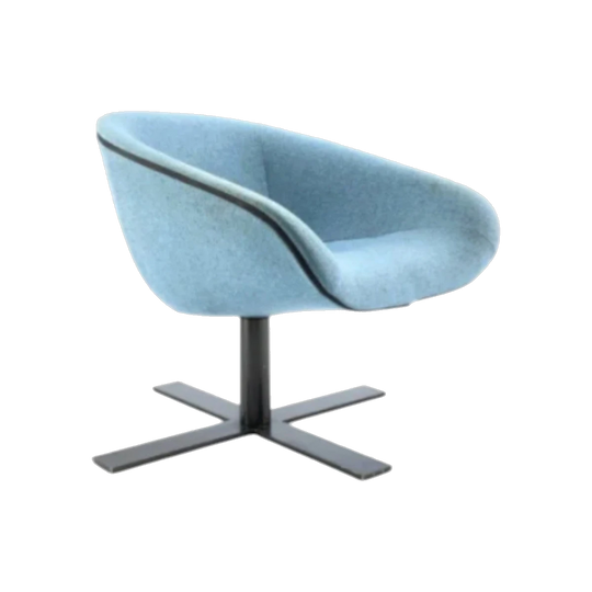 B&B Italia Mart Low-Back Swivel Chair by Antonio Citterio in Light Blue Wool with Chromed Steel Base