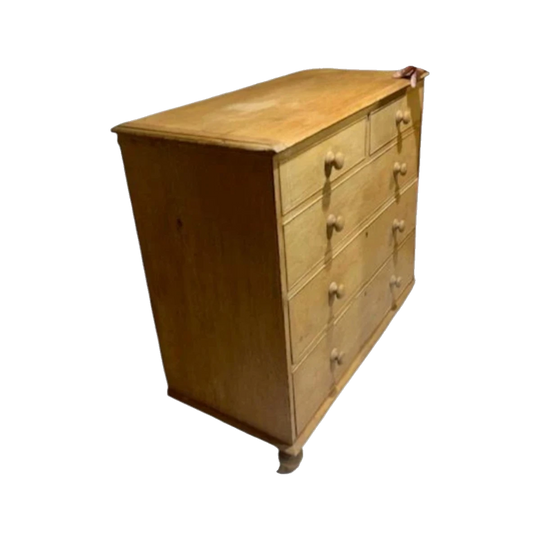Early 19th-Century English Pine Mule Chest, c.1820 – Georgian Cock-Beaded Drawers and Turned Bun Feet