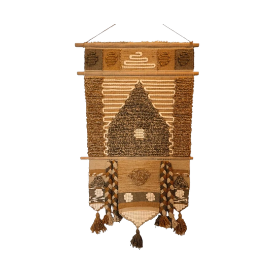 Vintage 1970s Woven Fiber Art Wall Hanging