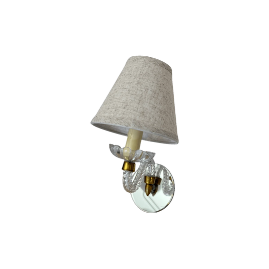 French Single Branch Mirror Sconce with Murano and Brass Arm