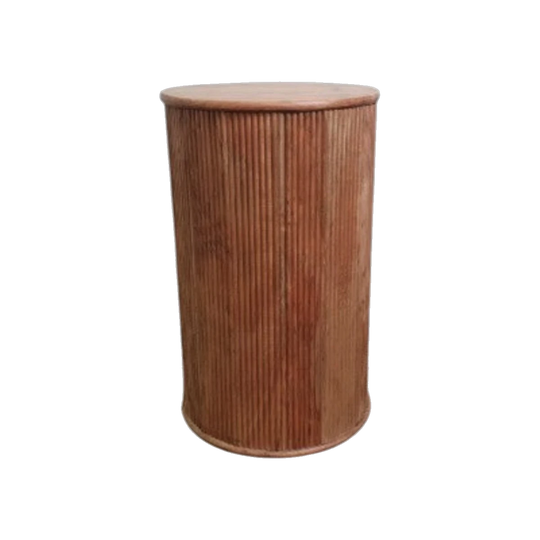 Reclaimed Elm Fluted Cylindrical Side Table or Plant Stand