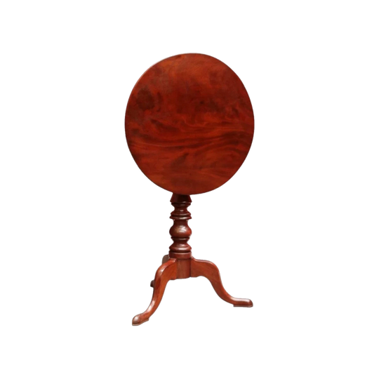 Antique English Mahogany Round Tilt-Top Wine or Lamp Table with Tri-Leg Base, c.1850