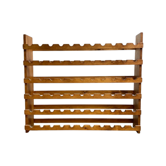 Vintage Wooden Wine Bottle Rack, 66-Bottle Capacity