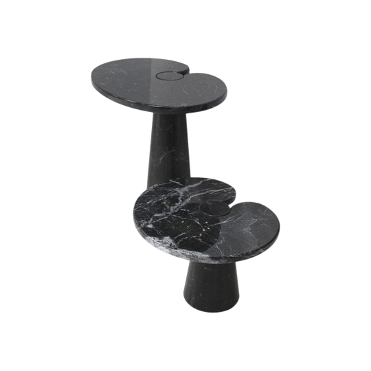 Angelo Mangiarotti ‘Eros’ Pair of Nero Marquina Marble Nesting Side Tables for Skipper, Italy, 1970s