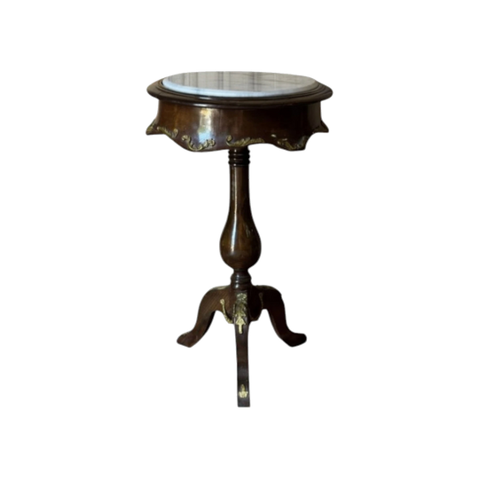 Vintage French Louis Revival Marble-Top Occasional Table with Gilt Mounts