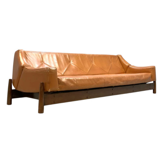 Moveis Cimo B082 Sofa in Brazilian Rosewood with Original Leather, Brazil, 1950s