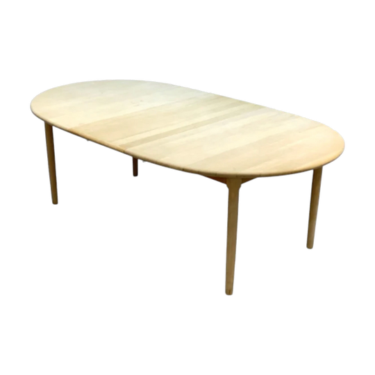 Danish Gudme Solid Beech Extension Dining Table with Two Leaves, 1960s