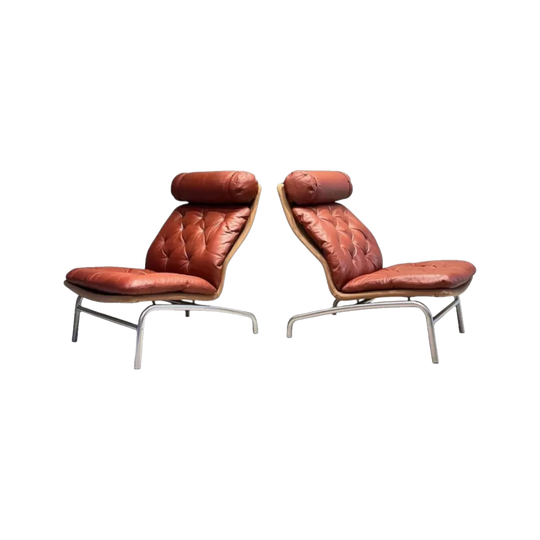 Vintage Danish Leather and Chrome Lounge Chair