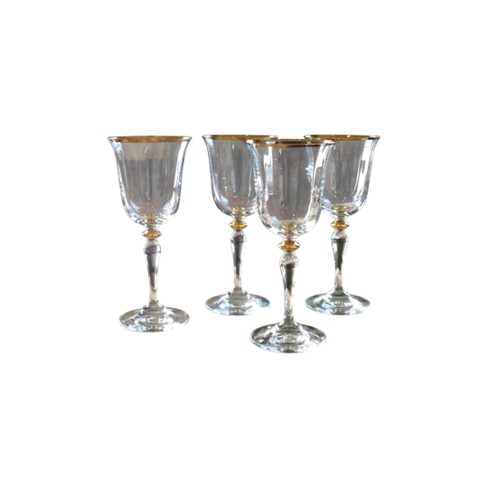 Paşabahçe Turkey Gold Rimmed Wine Glasses Set of 4 Gold Rim Glasses Optic Panel