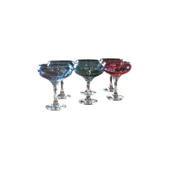 Vintage Champagne Coupes. Linea Quattro Cristalleria (made in Italy). Set of 6