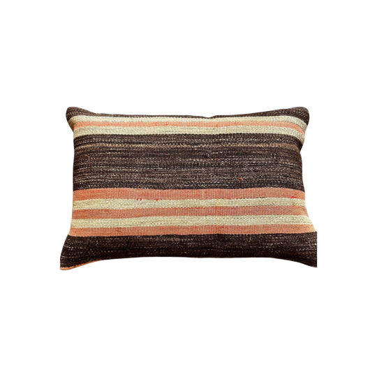 60 x 40 cm Cushion in Hand-Woven Wool, Repurposed from Antique Turkish Carpets & Kilims, Manisa Province, Türkiye