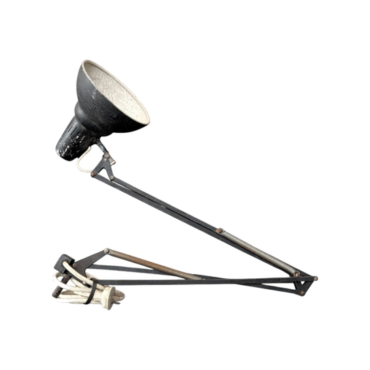 Vintage Luxo Adjustable Task Lamp with Clamp Mount – Black Enamel and Steel
