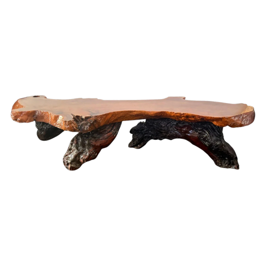 Vintage Brutalist Organic-Form Live-Edge Coffee Table, Mid-Century European, 85 mm Thick Top
