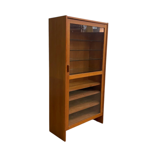 Mid-Century 1960s Parker Teak and Glass Display Cabinet / Bookshelf