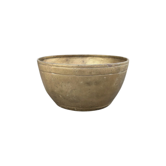 Antique Plain Turned Yellow Brass Bowl, Late 19th–Early 20th Century