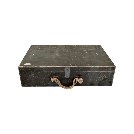 Vintage Mid-Century Tradesman’s Tool Carry Case – Painted Timber with Rope Handle